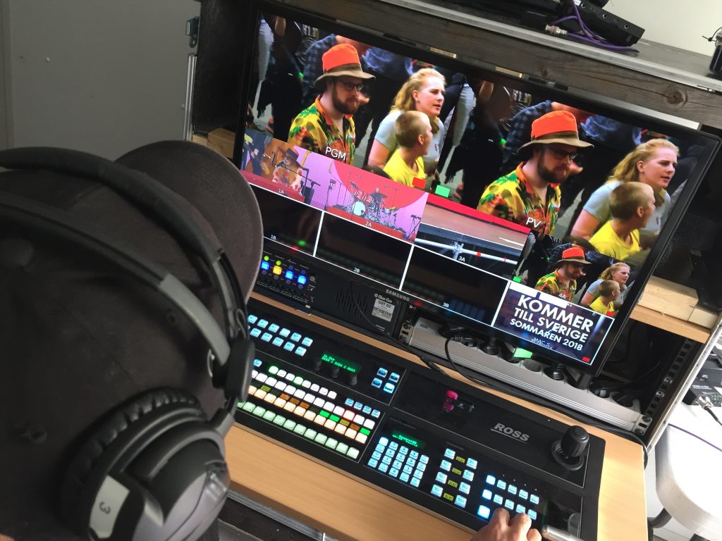 Bildproduktion man som jobbar med streaming bildmixer